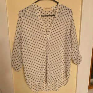 Black and White V Neck Blouse